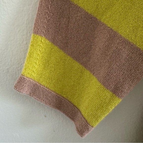 NWT Gobi Mongolian Cashmere Striped Yellow Tan Sweater Dress size Large - Picture 4 of 14